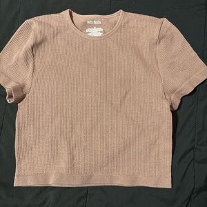 Target Women's Short Sleeve Ribbed Tee - Tan